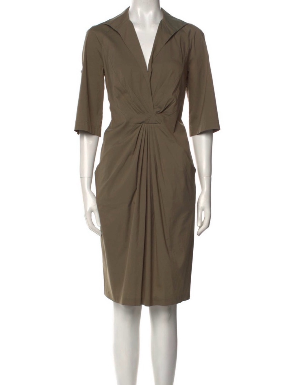 Lafayette 148 olive collar v-neck dress size 8 medium Women’s Olive Wrap-Front